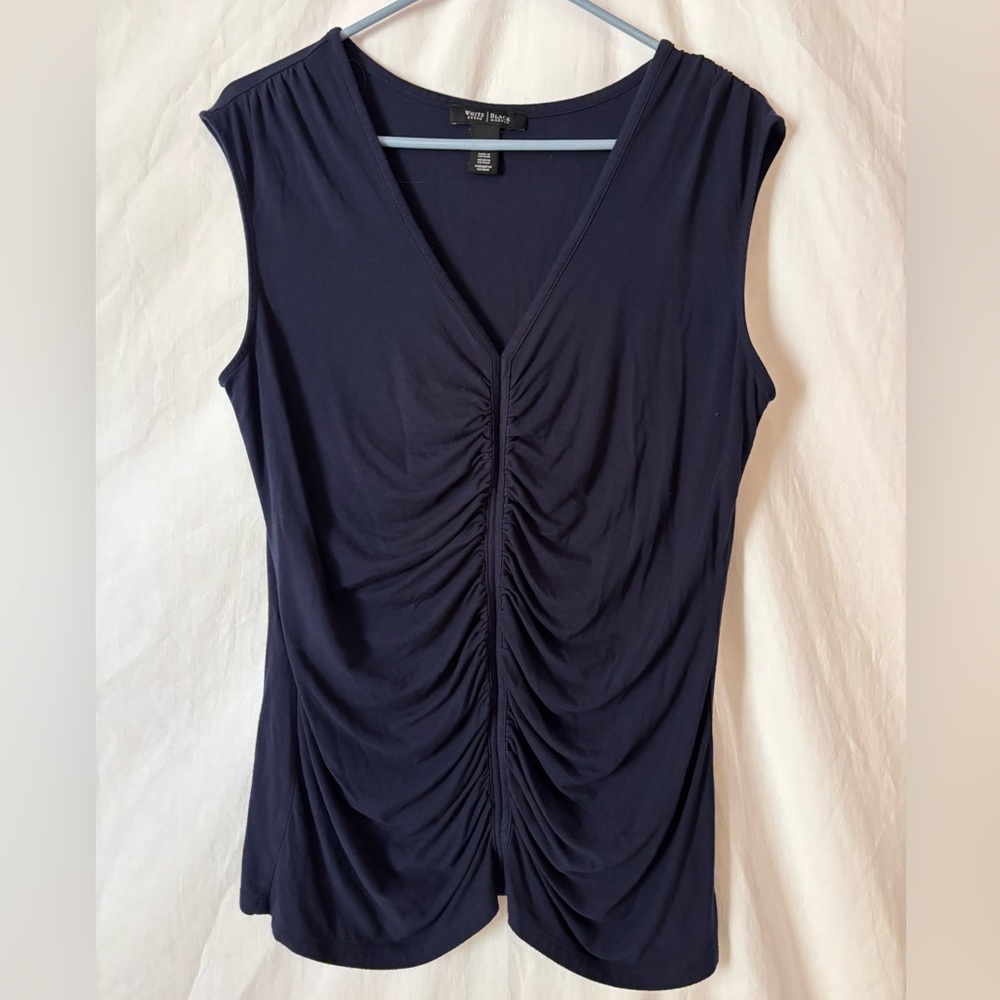 WHBM women’s sleeveless top sizeL ruched front seam